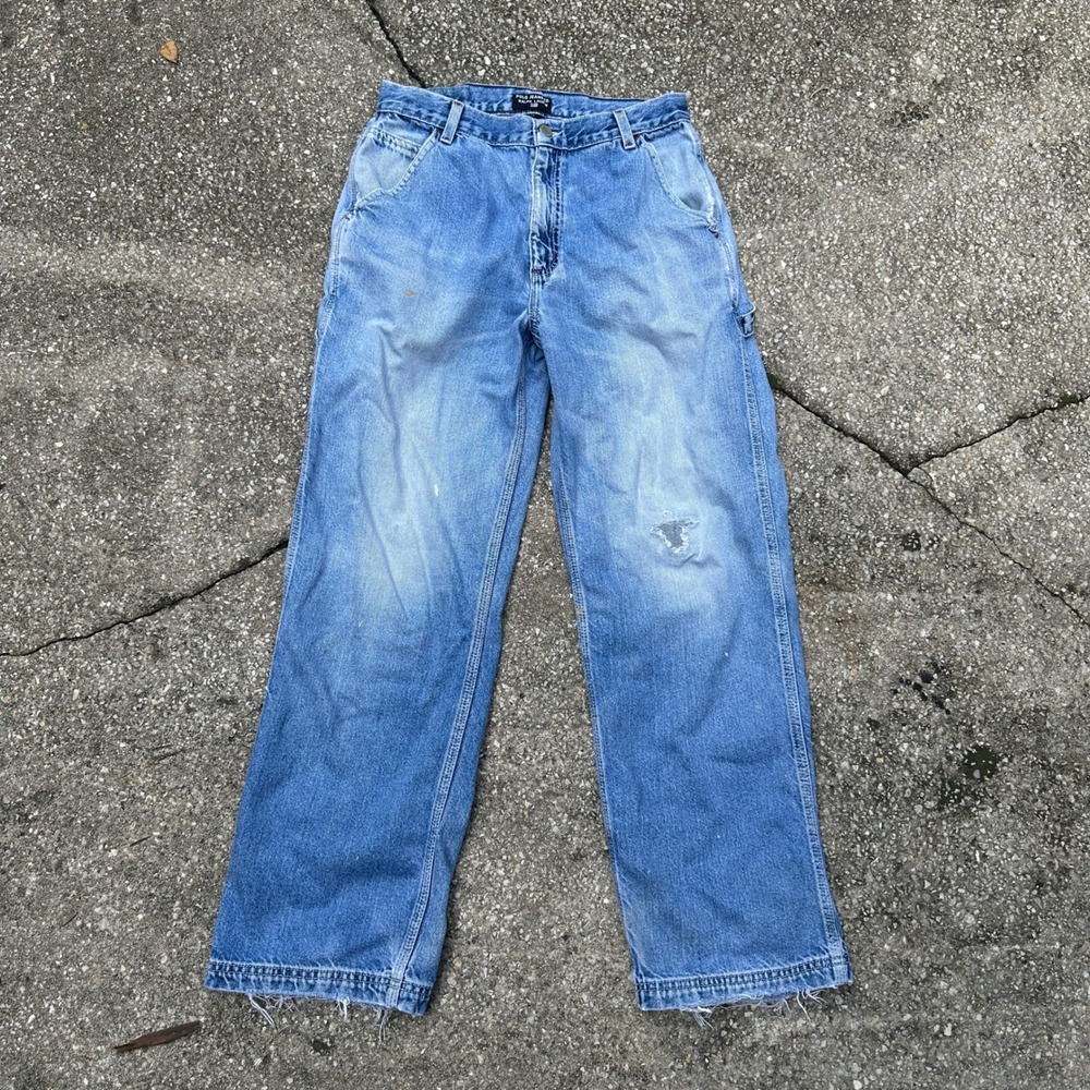 Vintage Polo Jeans Co Ralph Lauren Carpenter Jeans Light Wash Distressed Size 18